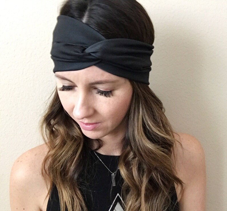 Wide Turban Black Headband Bohemian Head Wrap Women's Etsy
