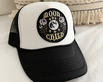 Trucker Hats, Moon Chil Trucker Hat, Moon Hat, Stargazer Hat, Women's Hats, Cute Hats, Cute Trucker Hat, Foam Hat, Customizable Hat