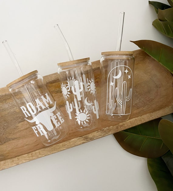 Wild and Free Glass Tumbler with Bamboo Lid & Straw