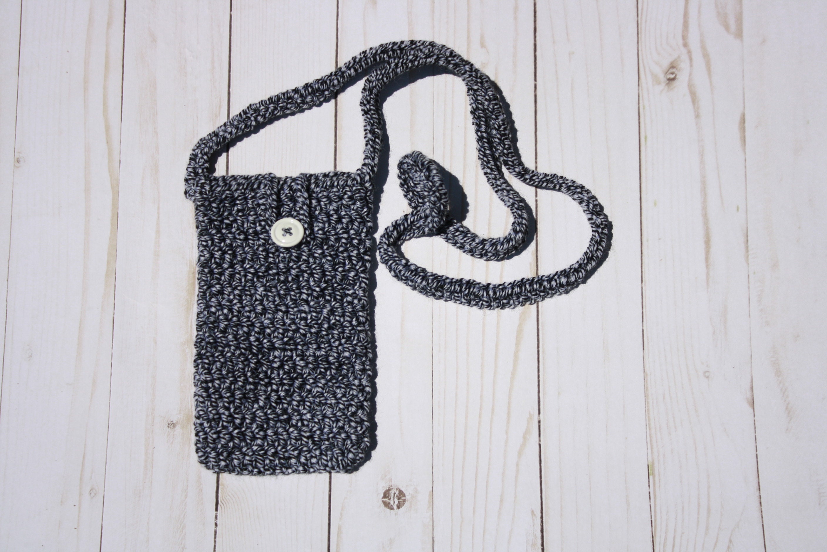 Crossbody Small Purse Cell Phone Holder Black Marled Etsy