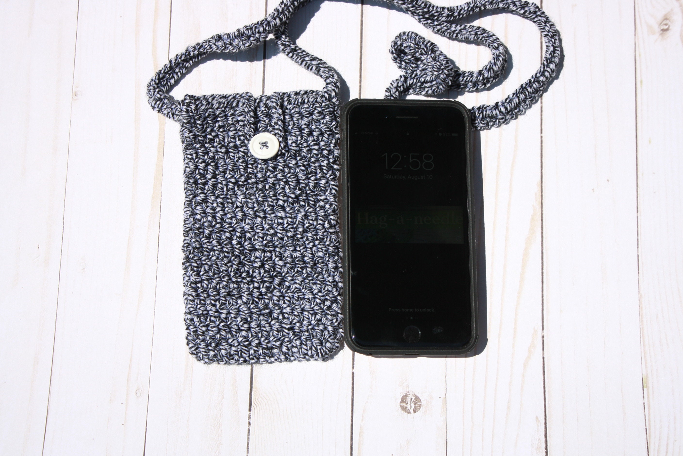 Crossbody Small Purse Cell Phone Holder Black Marled Etsy