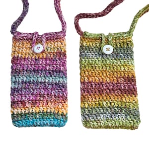 Crochet Cell Phone Purse: Variegated Crossbody Bag with Button
