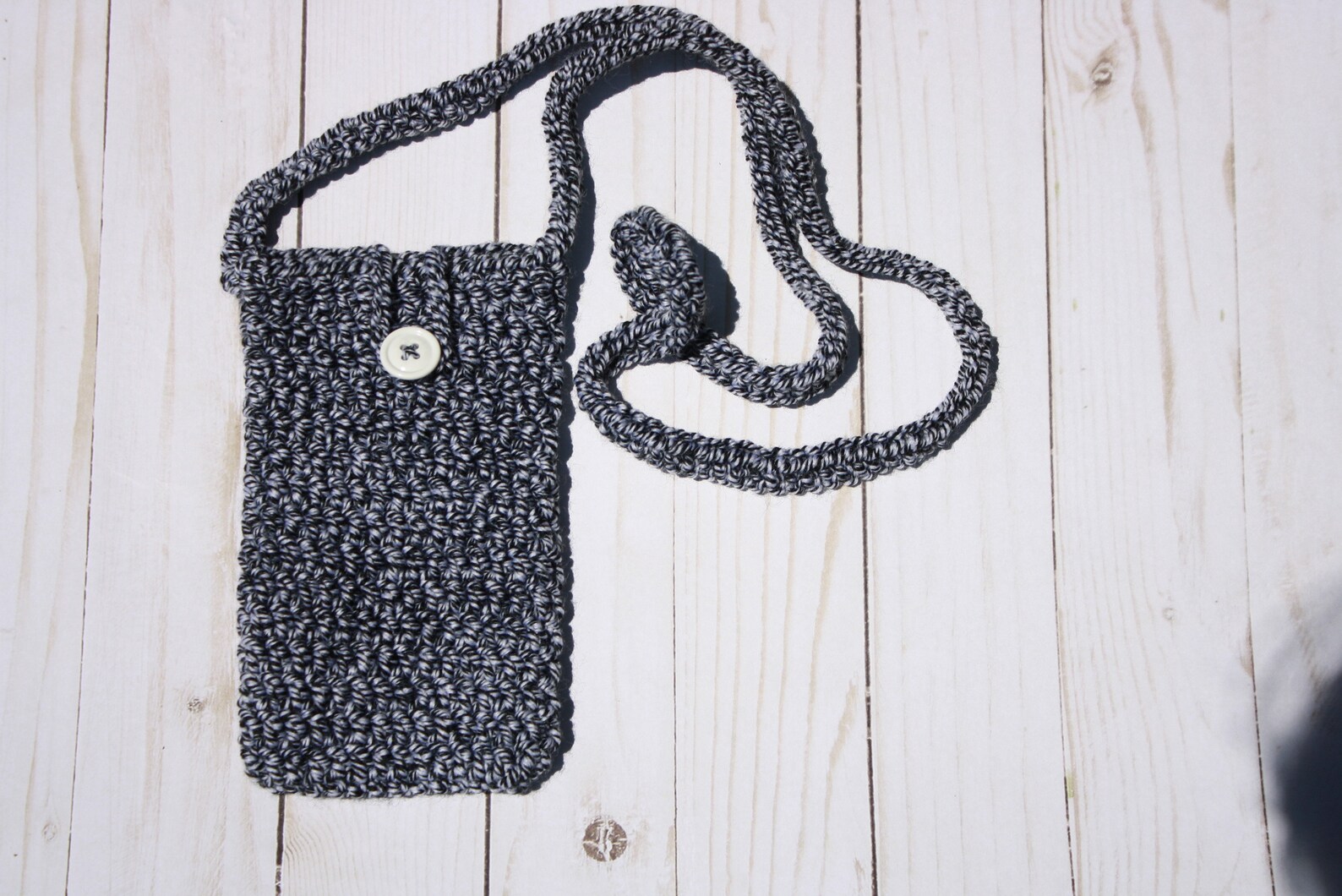 Crossbody Small Purse Cell Phone Holder Black Marled Etsy