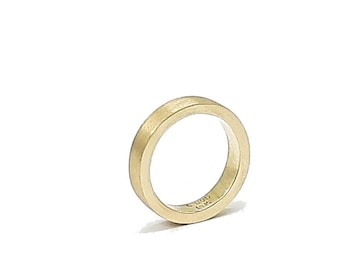 Thick Flat Band Gold Ring, 4mm x 2mm