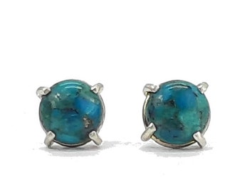 Orecchini a perno in argento sterling con turchese blu - 8 mm