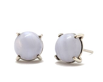 Blue Lace Agate Stud Earrings