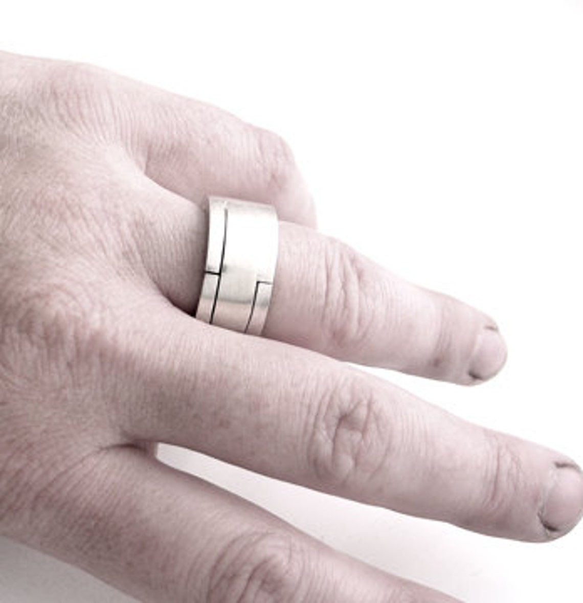 Sterling Silver Hinged Ring Flat Band Etsy