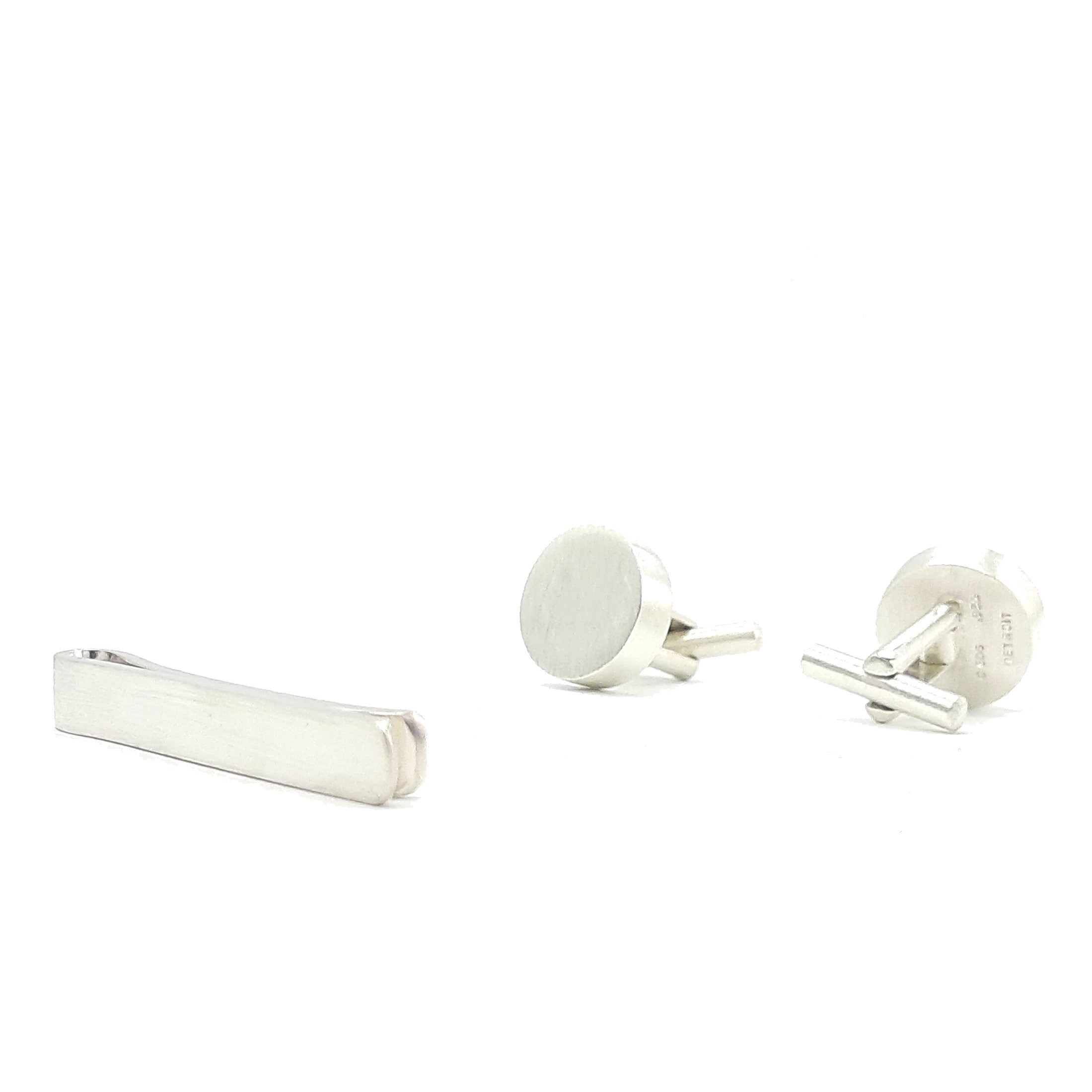 Sterling Silver  Cufflink and Tie Bar Set
