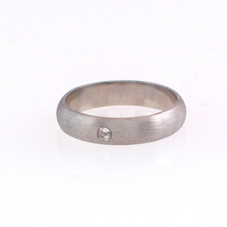 Palladium Low Dome Band with Diamond image 3