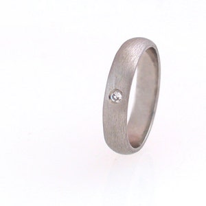 Palladium Low Dome Band with Diamond image 2