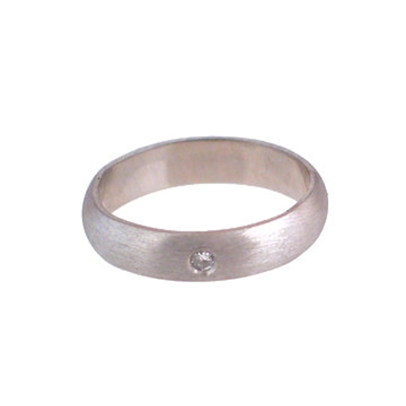 Palladium Low Dome Band with Diamond image 6