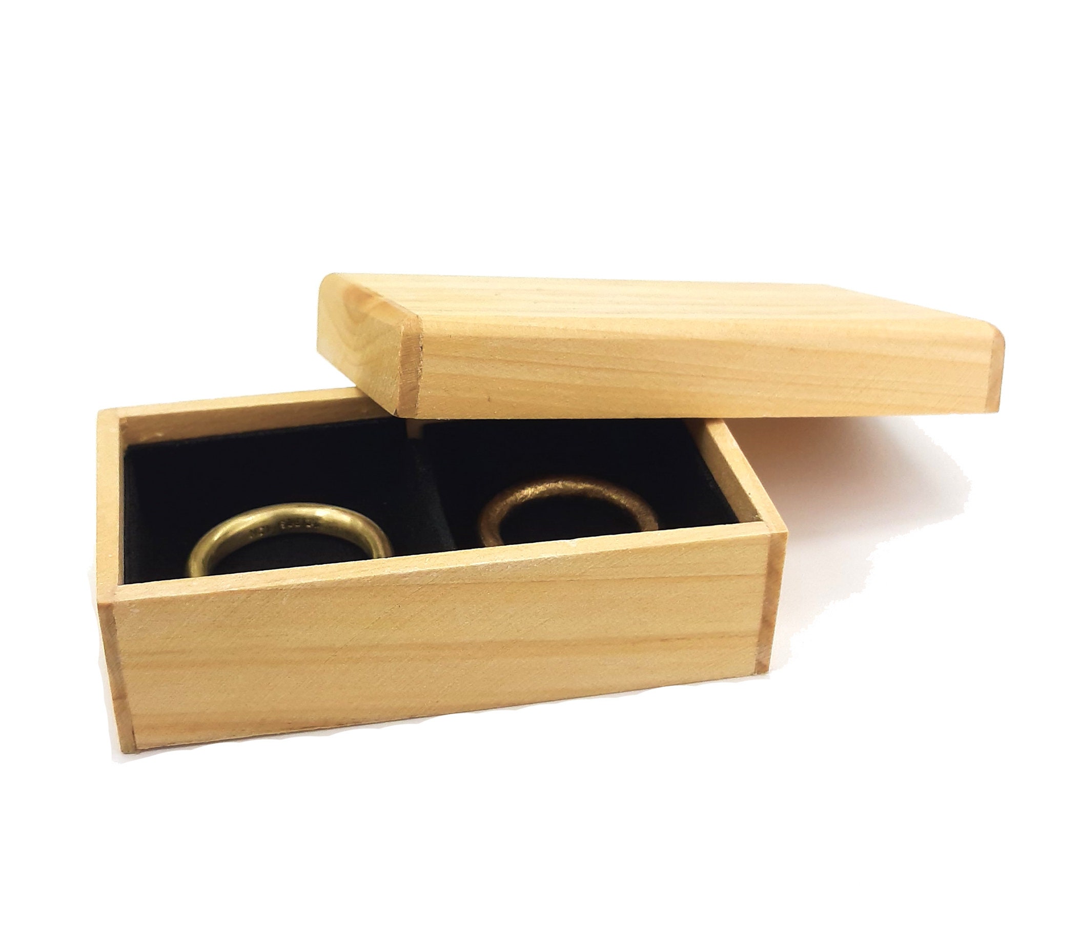 Pine Wood Gift Box Double Ring Box Cufflink Box Box With Etsy