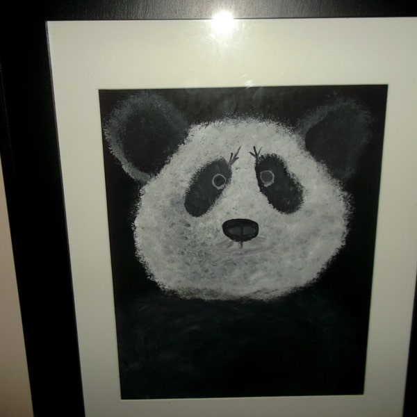 Panda Bear Acrylic Painting Nursery Baby Room Art