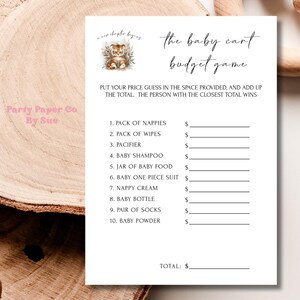 Babyshowerspel Babykar Budget Verhalenboek Nieuw hoofdstuk Afdrukbaar INSTANT DOWNLOAD Feestplezier, activiteiten, digitaal, tijger, boek 5 x 7 BS04