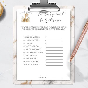 Babyshowerspel Babykar Budget Verhalenboek Nieuw hoofdstuk Afdrukbaar INSTANT DOWNLOAD Feestplezier, activiteiten, digitaal, Giraffe, boek 5 x 7 BS01