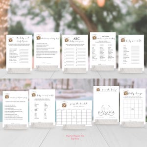 Zestaw gier na baby shower Storybook Nowy rozdział do wydrukowania NATYCHMIASTOWE POBIERANIE Zabawa na przyjęciu, Aktywności, Cyfrowe, Neutralne, Tygrys, Książka 5x7 BS04