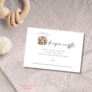 Babyshower luier loterij kaartsjabloon verhalenboek nieuw hoofdstuk INSTANT DOWNLOAD bewerkbare afdrukbare partij briefpapier, tijger, boek 5 x 3,5 BS04