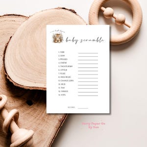 Baby Shower Game Baby Scramble Storybook New Chapter Printable INSTANT DOWNLOAD Party Fun Activities, Digital, Tiger, Book 5x7 BS04
