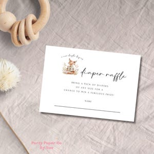 Babyshower luier loterij kaartsjabloon verhalenboek nieuw hoofdstuk INSTANT DOWNLOAD bewerkbare afdrukbare partij briefpapier, Fox, boek 5 x 3,5 BS03