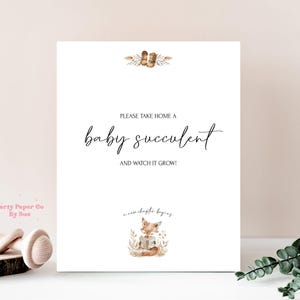 Baby Shower bébé succulentes signe livre de contes nouveau chapitre imprimable téléchargement immédiat décoration de fête, personnalisable, numérique, renard, livre 8 x 10 BS03