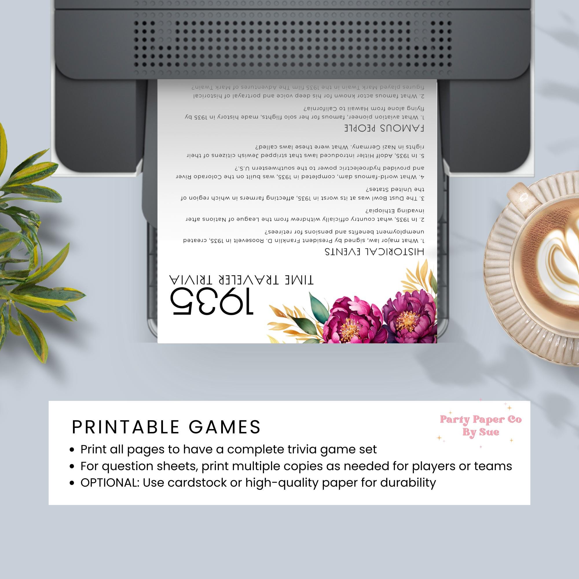 Time Travel Questions 1925 Time Traveler Trivia Printable Game, Milestone Birthday Party Quiz ...
