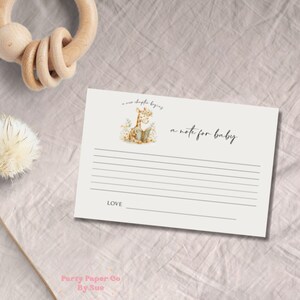 Babyshower notitie voor baby kaartsjabloon verhalenboek nieuw hoofdstuk INSTANT DOWNLOAD bewerkbare, afdrukbare feestbriefpapier, giraf, boek BS02