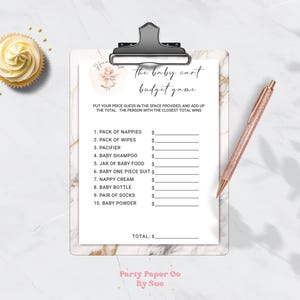 Gra Baby Shower Baby Cart Budget Heaven Sent Printable INSTANT DOWNLOAD Zabawa na imprezę, zajęcia, cyfrowe, neutralne, anioł, chmury, 5x7 BS05