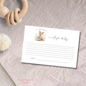 Nota per baby shower per modello di biglietto per neonati, libro di fiabe, nuovo capitolo, DOWNLOAD IMMEDIATO, cancelleria per feste modificabile e stampabile, volpe, libro BS03