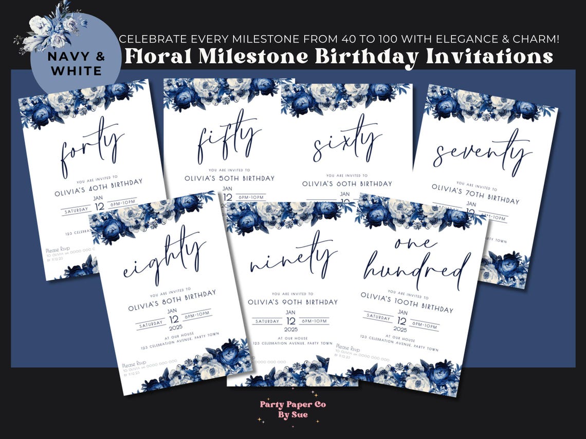 60th Birthday Invitation Template INSTANT DOWNLOAD Script Milestone ...
