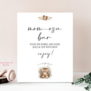 Babyshower Mom-osa Bar teken verhalenboek nieuw hoofdstuk afdrukbare INSTANT DOWNLOAD feestdecor, aanpasbaar, digitaal, tijger, boek 8 x 10 BS04