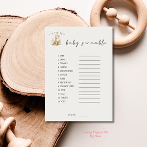 Baby Shower Game Baby Scramble Storybook New Chapter Printable INSTANT DOWNLOAD Party Fun Activities, Digital, Giraffe, Book 5x7 BS02