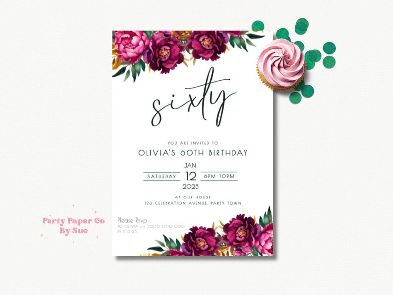 60th Birthday Invitation Template INSTANT DOWNLOAD Script Milestone ...