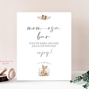 Babyshower Mom-osa Bar teken verhalenboek nieuw hoofdstuk afdrukbare INSTANT DOWNLOAD Party Decor, aanpasbaar, digitaal, Fox, boek 8 x 10 BS03