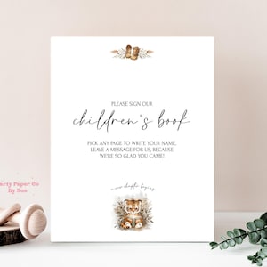 Babyshower teken alsjeblieft boek teken verhalenboek nieuw hoofdstuk afdrukbare INSTANT DOWNLOAD Party Decor aanpasbaar digitaal, tijger, boek 8 x 10 BS04