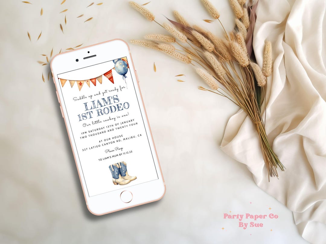 My First Rodeo Birthday Text Invitation Template INSTANT DOWNLOAD ...