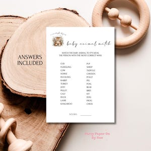 Baby Shower Game Baby Animal Match Storybook New Chapter Printable INSTANT DOWNLOAD Party Fun Activities, Digital, Tiger, Book 5x7 BS04