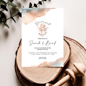 Heaven Sent Baby Shower Digital Invitation Template INSTANT DOWNLOAD Angel Wings, Invite, Printable, Editable, Cloud 9, Clouds BS05