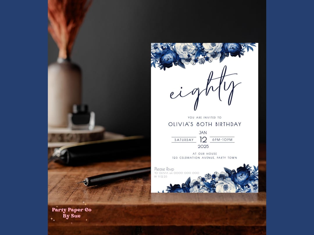 80th Birthday Invitation Template INSTANT DOWNLOAD Script Milestone ...