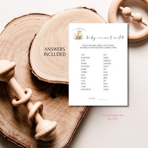 Baby Shower Game Baby Animal Match Storybook New Chapter Printable INSTANT DOWNLOAD Party Fun Activities, Digital, Giraffe, Book 5x7 BS01