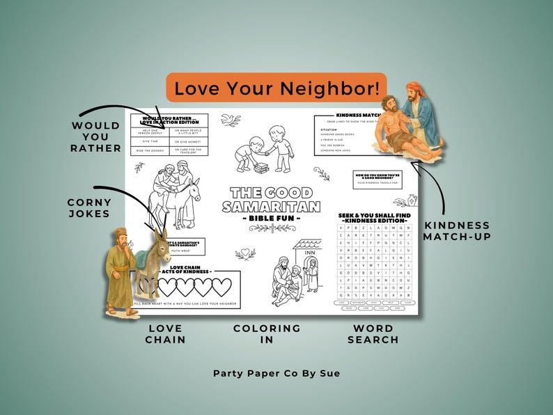 The Good Samaritan Kids Activity Sheet Printable PDF INSTANT Digital ...