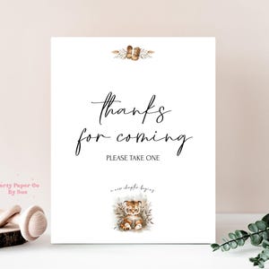 Babyshower Bedankt teken verhalenboek nieuw hoofdstuk afdrukbare INSTANT DOWNLOAD Party Decor aanpasbaar digitaal, tijger, boek 8 x 10 BS04