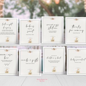 Bundle signe baby shower livre de contes nouveau chapitre imprimable téléchargement immédiat décoration de fête, personnalisable, numérique, girafe, livre 8 x 10 BS02