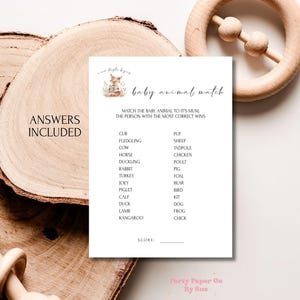 Baby Shower Game Baby Animal Match Storybook New Chapter Printable INSTANT DOWNLOAD Party Fun Activities, Digital, Fox, Book 5x7 BS03