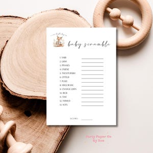 Baby Shower Game Baby Scramble Storybook New Chapter Printable INSTANT DOWNLOAD Party Fun Activities, Digital, Fox, Book 5x7 BS03