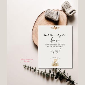 Baby Shower Mom-osa bar signe livre de contes nouveau chapitre imprimable téléchargement immédiat décoration de fête, personnalisable, numérique, girafe, livre 8 x 10 BS02