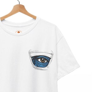 Unisex T-Shirt, Organic Cotton, Mock Pocket, Blue Eye, Gaze