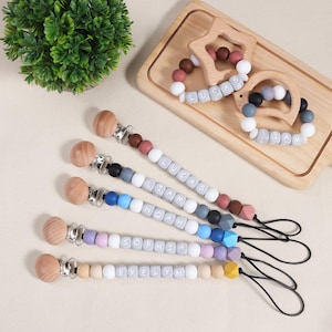 Pacifier Clip Personalized,Boho Binky Clip,Baby Boy Gift,Baby Girl Gift,Coming Home Gift,Wooden Baby Dummy Chain,Gender Neutral Baby Gift
