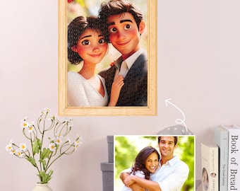 Personalisierte Valentinstag Cartoon Portrait delikat Jigsaw Puzzle, spezielles Valentinstag Geschenk, 300-1000 Teile Puzzle, Puzzle mit Bild