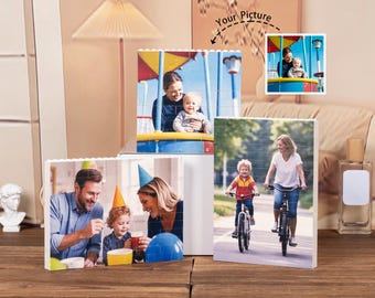 Monat Blume Personalisierter Foto-Baustein mit Ständer, Benutzerdefinierte einzigartiges Ziegelstein-Puzzle, Puzzlebild-Baustein, Geschenk des Mutter Tages