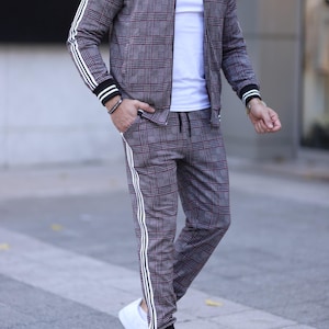 Mens Tracksuits Zip Hoodie Jogger Sets Top Jogging Bottom